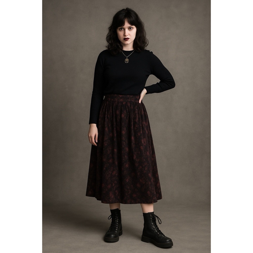 Talbots Vintage Paisley Floral Midi Skirtâ Women's Size 16 Dark Cottagecore Boho